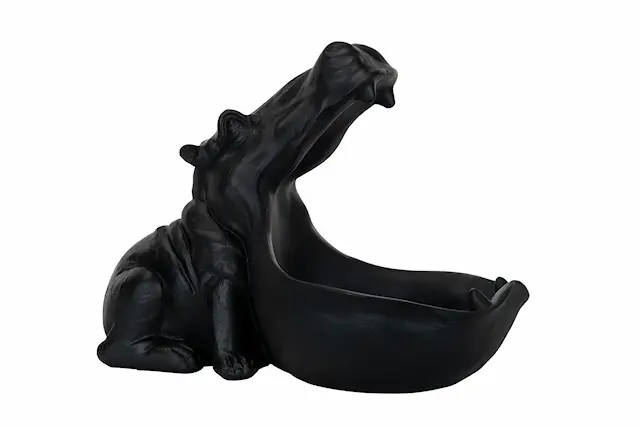 Skål Flodhäst Svart Poly