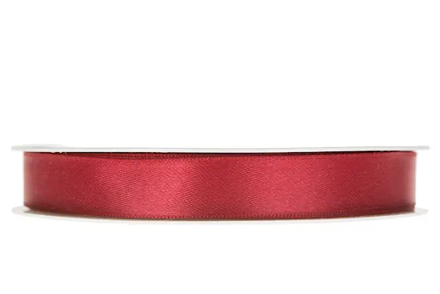 Dekorationsband Dubbelsatin Vinröd 15 mm