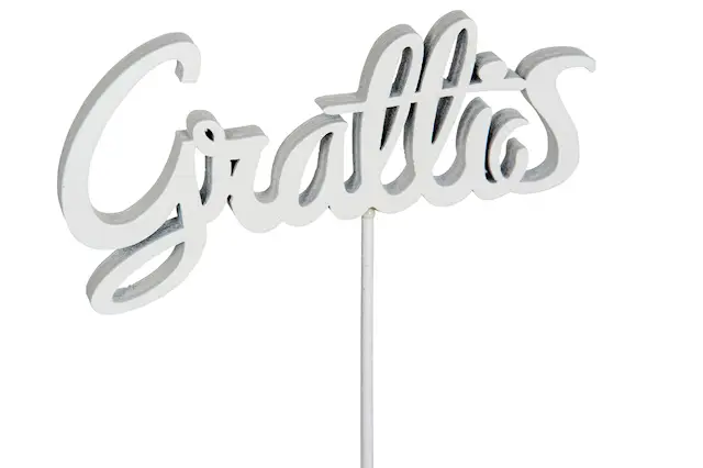 Stick Grattis Pinne Vit