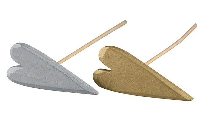 Stick Trähjärta Guld&Silver