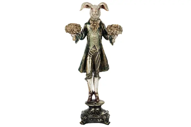 Ljusstake Kanin Mörkgrön Poly