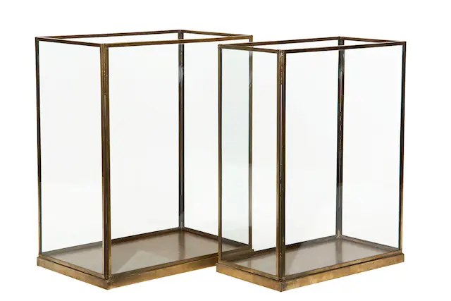 Lykta Glas Cube Ant.Mässing