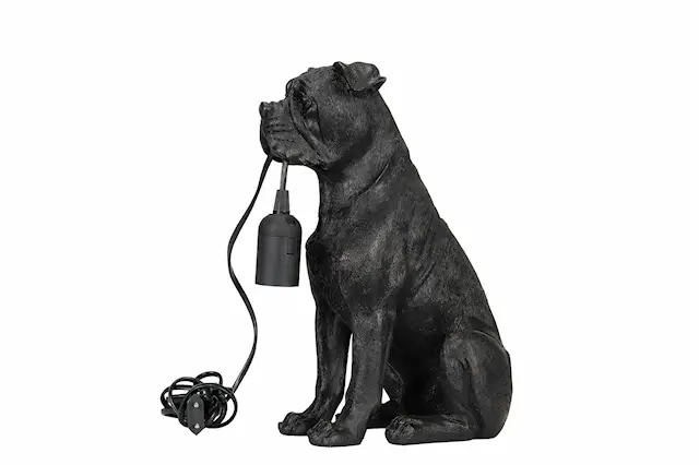 Bordslampa Hund Svart/Brun Poly