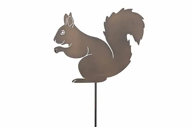 Trädgårdsdekoration Stick Ekorre Metall Brun