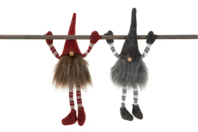 Tomte Sittande/Magnet Röd/Grå Mix