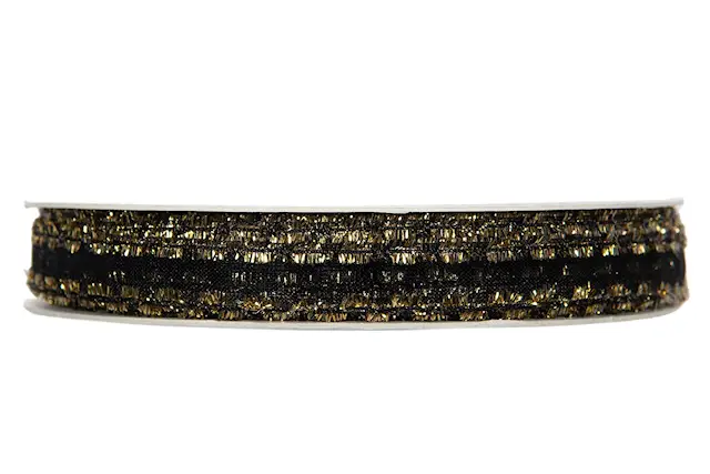 Dekorationsband Skir Svart/Glitter 10 mm