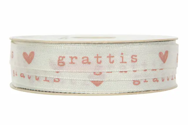 Nauha, Grattis/sydän, pinkki