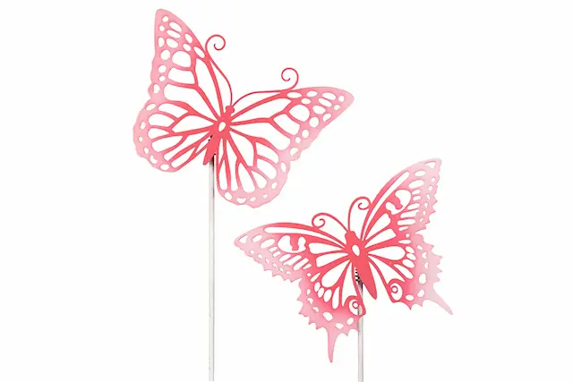Trädgårdsdekoration Stick Fjäril Metall Rosa Mix
