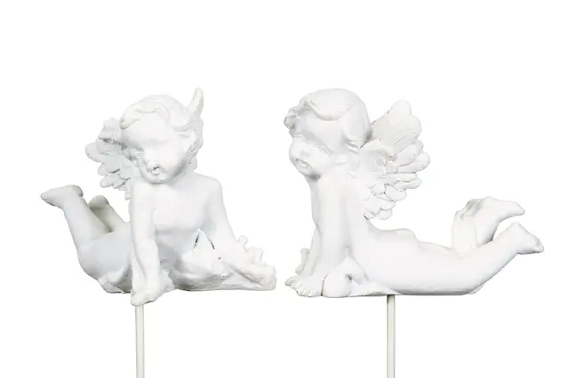 Ängel Liggande Stick Vit Mix Poly