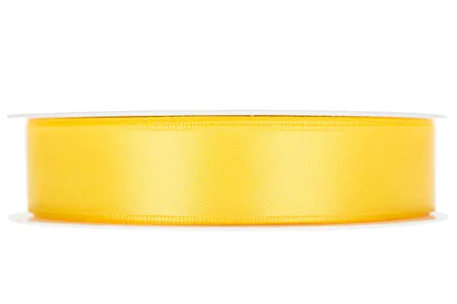 Dekorationsband Dubbelsatin Gul 25 mm