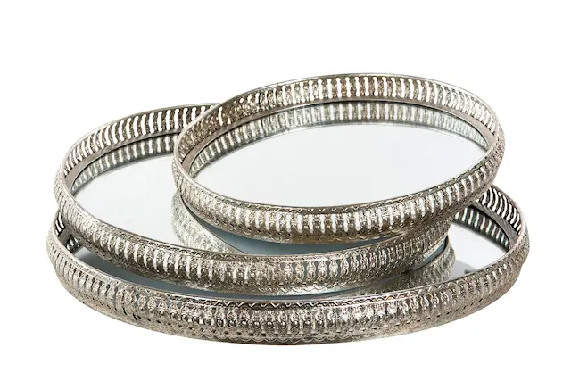 Bricka Spegel Rund Silver