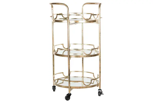 Sidebord Drinkvagn Spegel Guld