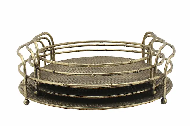 Bricka Handtag Metall Bambu Mässing