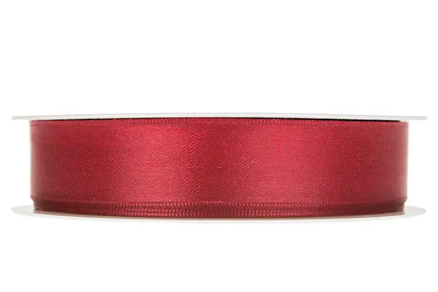 Dekorationsband Dubbelsatin Vinröd 25 mm