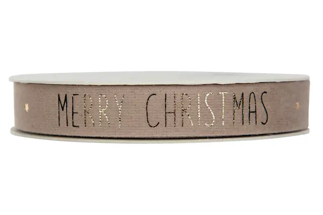 Dekorationsband M.Christmas Sammet Beige/Guld 15 mm