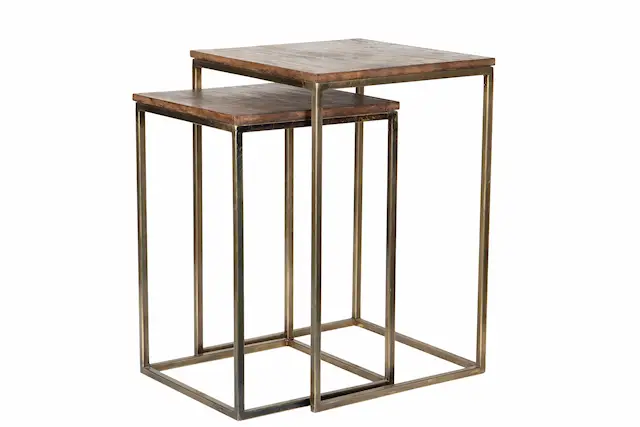 Sidebord Square Antik Mässing/Trä