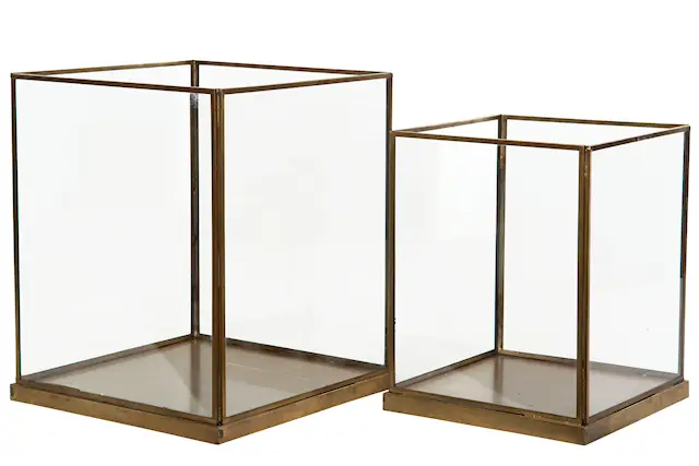 Lykta Glas Cube Ant.Mässing